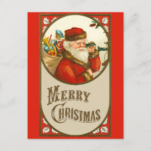 Merry Christmas Cute Vintage Santa Claus Postcard