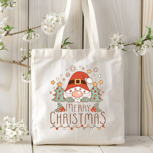 Merry Christmas Cute Whimsical Festive Santa Tote Bag