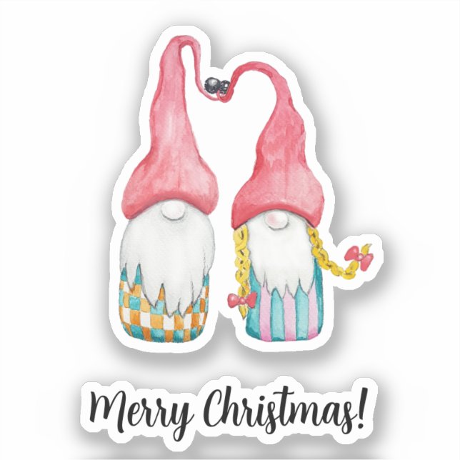 Merry Christmas Cute Winter Gnomes In Love (Front)