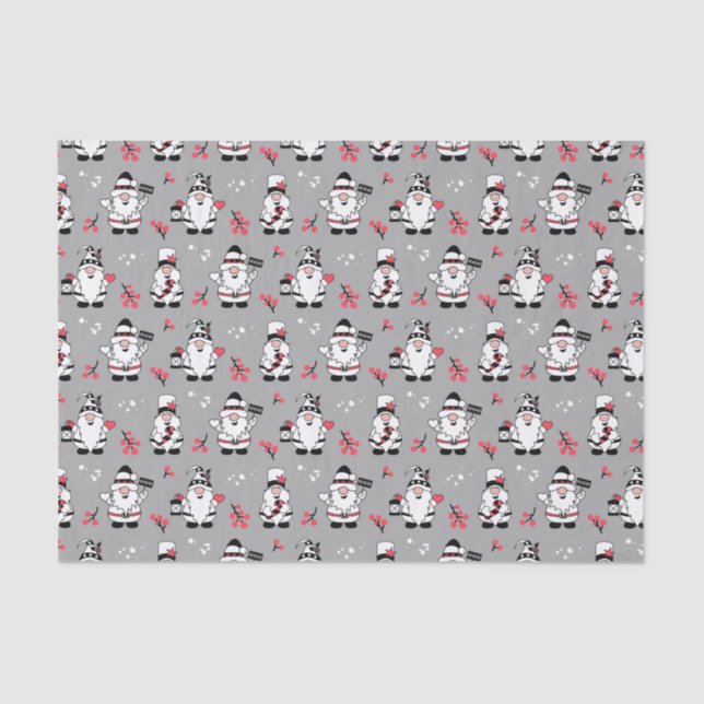 MERRY CHRISTMAS | Cute Winter Holly Gnomes Tissue Paper (Front)