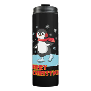 Merry Christmas Cute Winter Penguin Thermal Tumbler