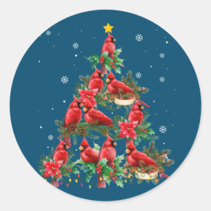 Merry Christmas Cutest Cardinal Bird Lovers Xmas Classic Round Sticker