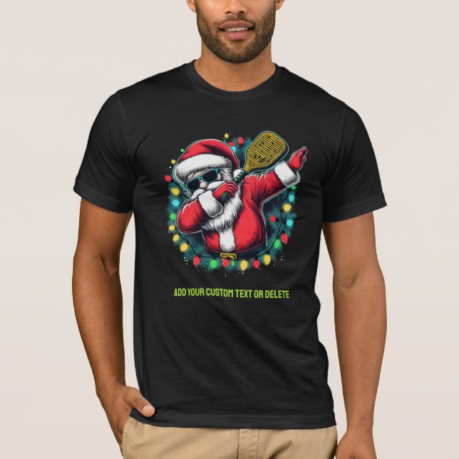 Merry Christmas Dabbing Santa Pickleballer Gift T-Shirt (Front)
