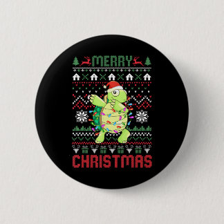 Merry Christmas Dabbing Turtle Boys Funny Xmas 6 Cm Round Badge