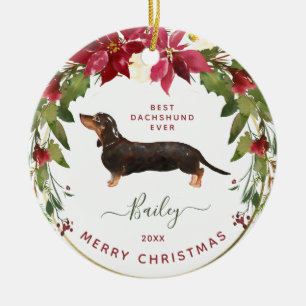 Merry Christmas Dachshund Add Your Dog's Photo Ceramic Ornament