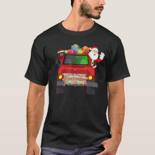 Merry Christmas Dachshund And Santa Claus On Truck T-Shirt
