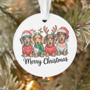 Merry Christmas Dachshund Dog Cute Puppy Pet Lover Ornament