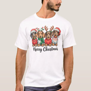 Merry Christmas Dachshund Dog Cute Puppy Pet Lover T-Shirt