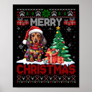 Merry Christmas Dachshund Dog Lover Family Ugly Xm Poster