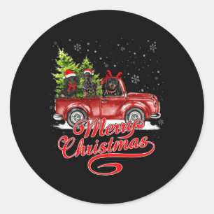 Merry Christmas Dachshund Dog Lover Santa Reindeer Classic Round Sticker