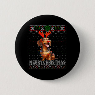 Merry Christmas Dachshund Dog Lover Ugly Christmas 6 Cm Round Badge