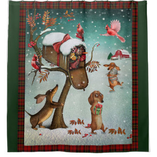 Merry Christmas Dachshund Dog Lovers Gift Shower Curtain