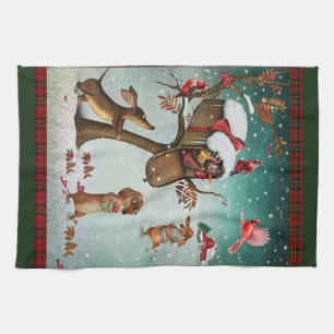 Merry Christmas Dachshund Dog Lovers Gift Tea Towel
