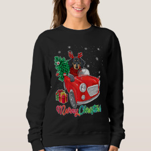 Merry Christmas Dachshund Dog Red Truck Xmas Tree  Sweatshirt