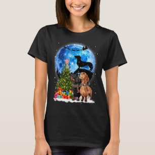 Merry Christmas Dachshund Dog Through The Snow_2 T-Shirt