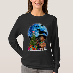 Merry Christmas Dachshund Dog Through The Snow_2 T-Shirt