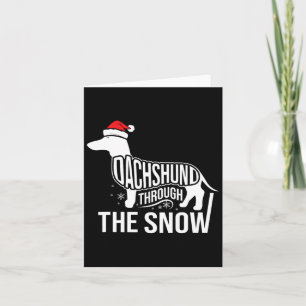 Merry Christmas Dachshund Dog Through The Snow Cut Card