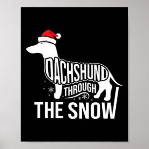 Merry Christmas Dachshund Dog Through The Snow Cut Poster