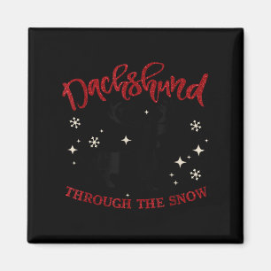Merry Christmas Dachshund Dog Through The Snow  Magnet