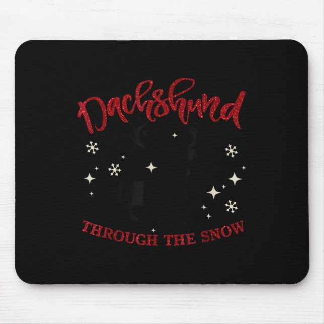 Merry Christmas Dachshund Dog Through The Snow  Mouse Pad (Front)