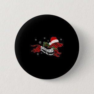 Merry Christmas Dachshund Dog Through The Snow Pla 6 Cm Round Badge