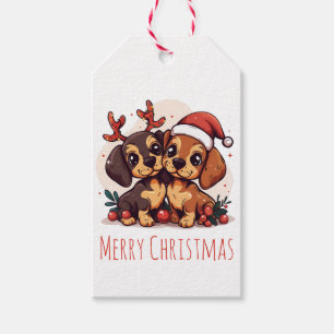 Merry Christmas Dachshund Dogs Gift Tags