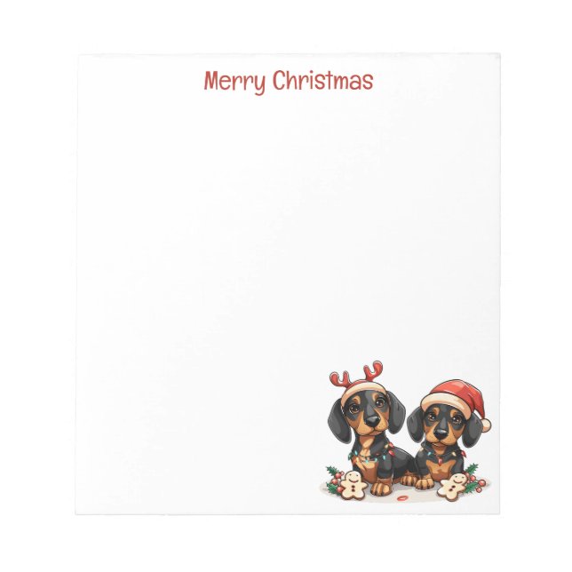 Merry Christmas Dachshund Dogs Notepad (Front)