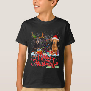 Merry Christmas Dachshund Dogs Santa Reindeer Ligh T-Shirt