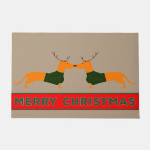 Merry Christmas Dachshund Door Mat