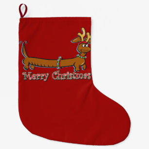 Merry Christmas Dachshund Large Christmas Stocking