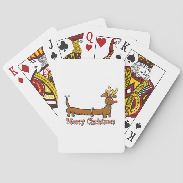 Merry Christmas Dachshund Playing Cards (Back)