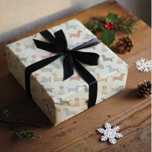 Merry Christmas dachshund puppies Wrapping Paper Sheet