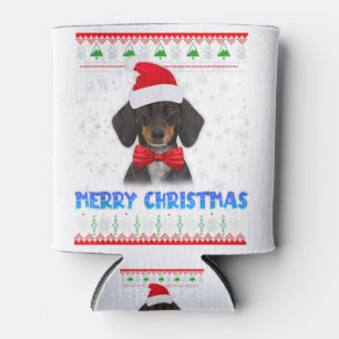 Merry Christmas Dachshund Wiener Santa Ugly Xmas S Can Cooler