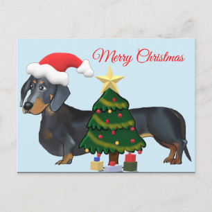 Merry Christmas Dachshund with Tree Card