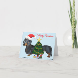 Merry Christmas Dachshund with Tree Card