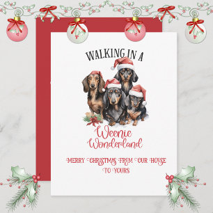 Merry Christmas Dachshunds "Weenies" Christmas   Holiday Card