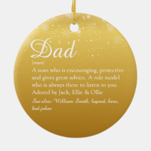 Merry Christmas Dad Daddy Father Definition Gold  Ceramic Ornament