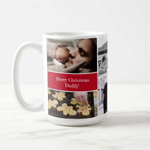 Merry Christmas Daddy Custom Photo Collage Holiday Coffee Mug