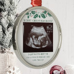 Merry Christmas Daddy Pregnancy Ultrasound Baby Metal Ornament<br><div class="desc">It's always a good time to share this exciting news with your nearest and dearest. Perfect Christmas gift idea for the dad to be with ultrasound photo. Customise this unique announcement display, add your details and let everyone know about this special news. Great gift for new parents and baby showers....</div>