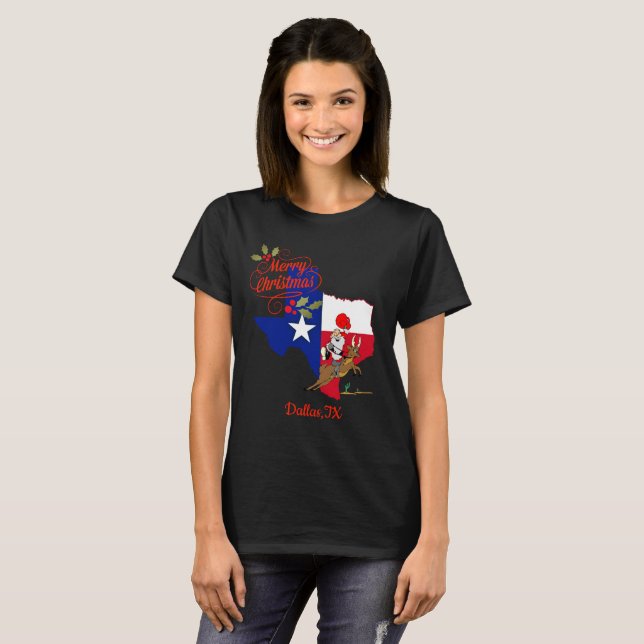 Merry Christmas Dallas Texas T-Shirt (Front Full)