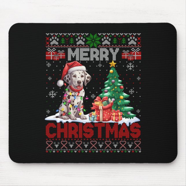 Merry Christmas Dalmatian Dog Lover Family Ugly Xm Mouse Pad (Front)