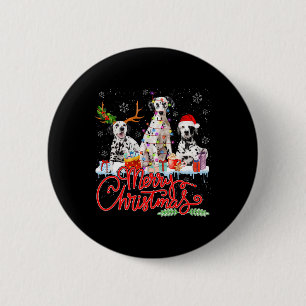 Merry Christmas Dalmatian Dogs Santa Reindeer Ligh 6 Cm Round Badge