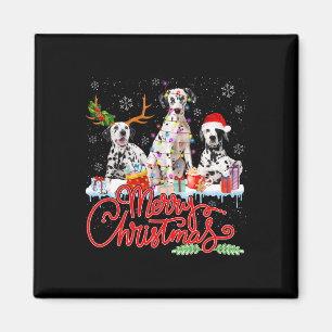 Merry Christmas Dalmatian Dogs Santa Reindeer Ligh Magnet