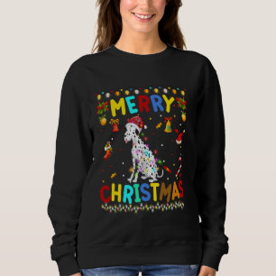 Merry Christmas Dalmatian Santa Hat Lights Xmas Fu Sweatshirt