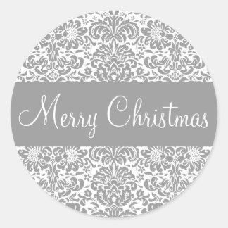 Merry Christmas Damask Envelope Sticker Seal