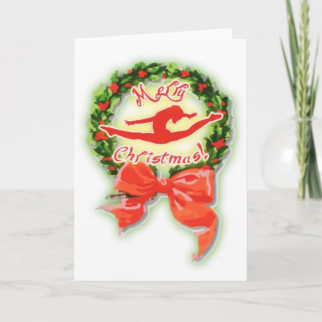 Merry Christmas Dance Dancer Gymnasitcs Holiday Card (Front)