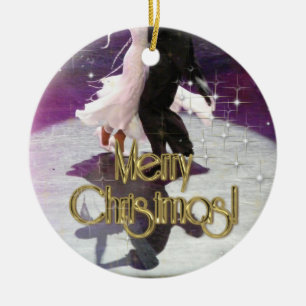 Merry Christmas Dancers Ceramic Ornament