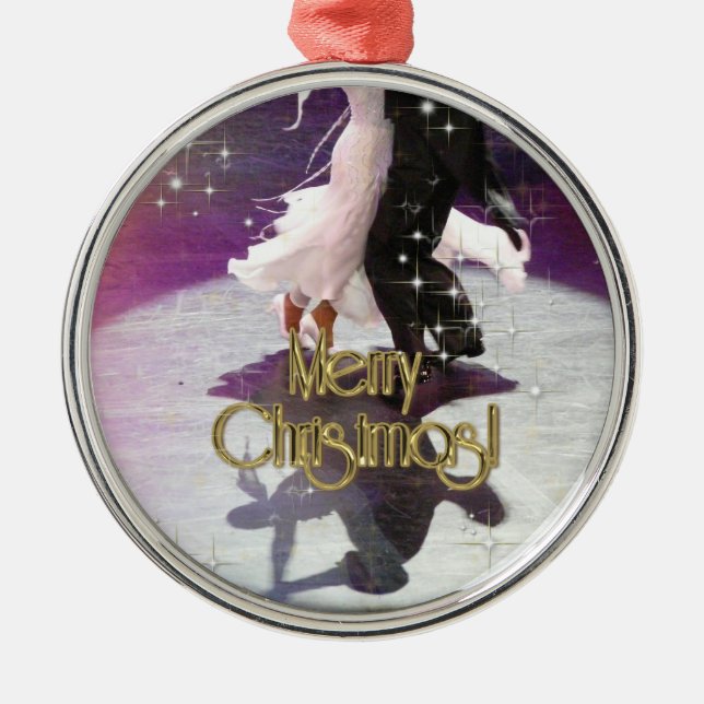 Merry Christmas Dancers Metal Tree Decoration (Front)