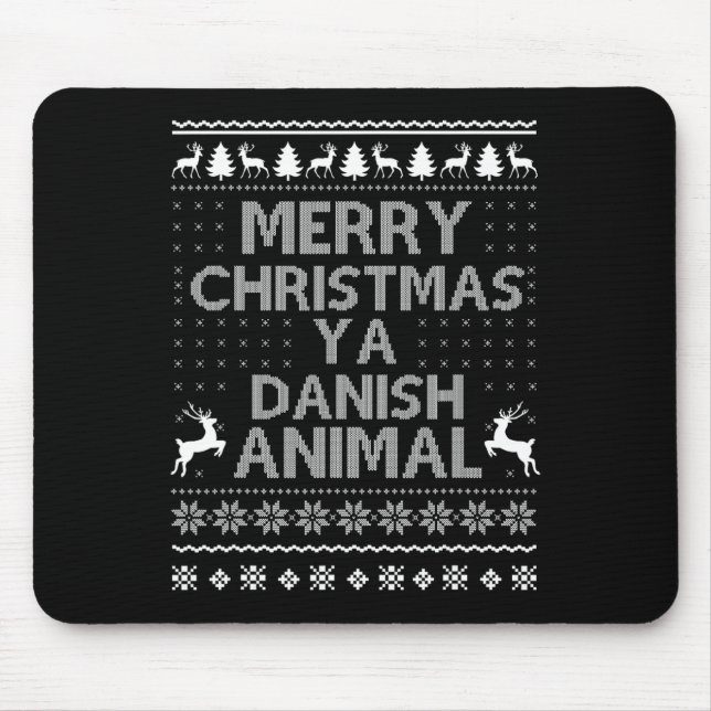 Merry Christmas Danish Christmas Denmark Animal Fa Mouse Pad (Front)