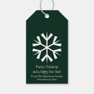 Merry Christmas dark green cute snowflake custom Gift Tags